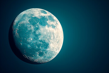 Fototapeta premium Bright full moon illuminating the night sky over a tranquil landscape