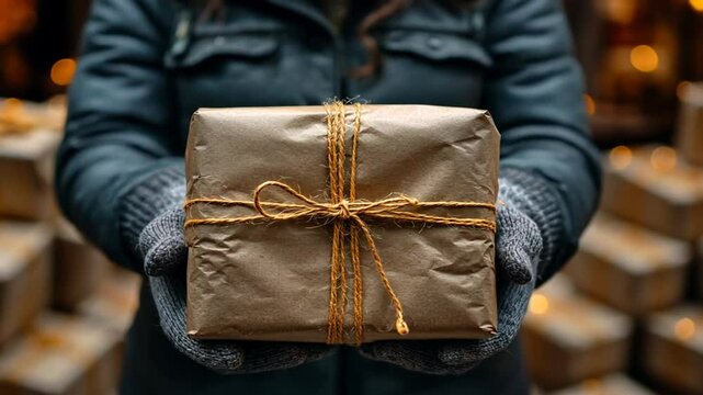 A person holding a wrapped gift, showcasing the spirit of giving.