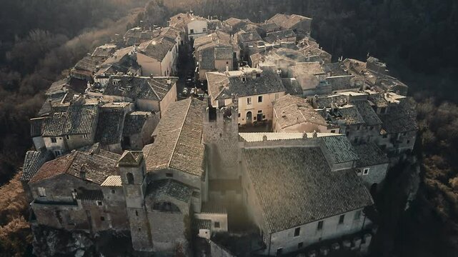 Flying Over the Precious Village of Calcata once abandoned for its hard living conditions and nowadays populated by a flourish artistic community