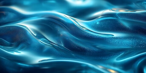 Obraz premium Fluid motion of shimmering waves in a mesmerizing blue surface. Generative AI