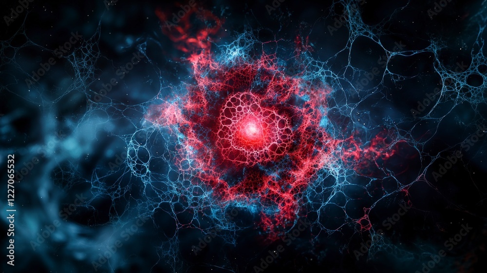 Aufkleber Fractal patterns depicting the fcfc concept in a cosmic environment abstract art digital imagery space perspective
