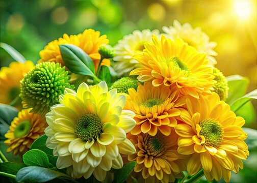 Sunlit green and yellow unfurls in soft, diffused light; captivating product photography.