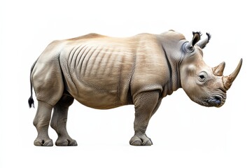 Obraz premium Majestic white rhinoceros isolated on white background.