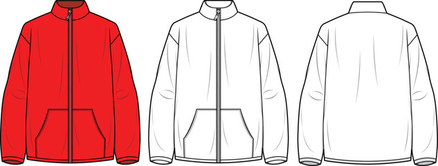 Fashion Jacket Design Templates Red White Black Full Zip © fashion2factory