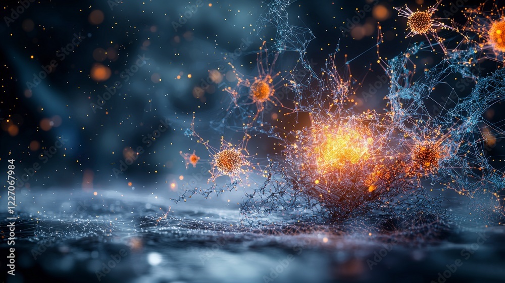 Leinwandbilder Exploring interconnected nanotechnology systems in a minimalist scene dynamic environment scientific visuals