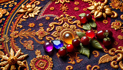 Chinese New Year Decorations with Red and Gold Ornaments for a Festive Celebration