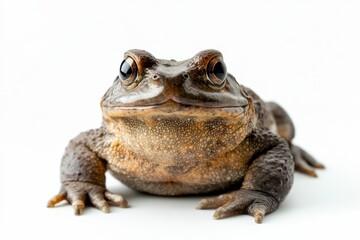Naklejka premium Close-up of a brown toad on white background