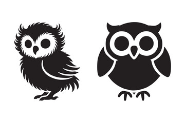 Owl silhouette vector with white background 