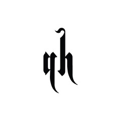 QH monogram logo design letter text name symbol monochrome logotype alphabet character simple logo