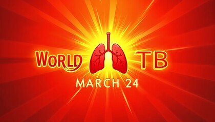 World Tb Day Awareness Campaign Graphic Pixel Art Lungs With Red And Orange Rays