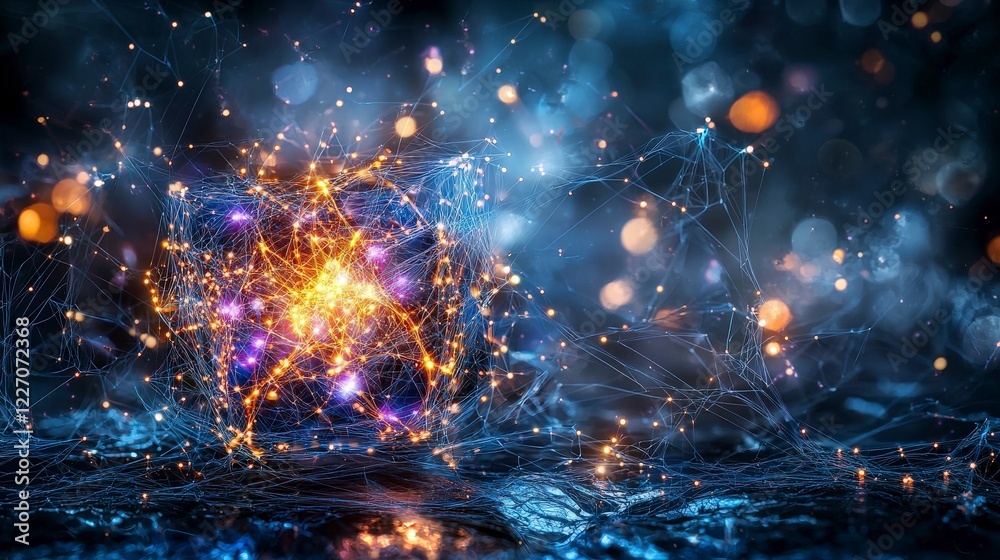 Poster Quantum entanglement visualization surreal science concept; digital art; ethereal environment; abstract viewpoint