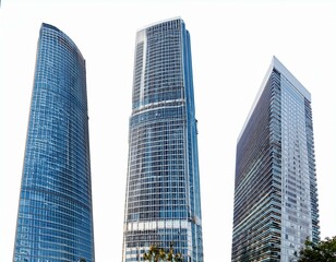 Obraz premium Futuristic Skyscrapers – Elegant and Sleek Office Buildings Urban Development Towers – High-Quality Architectural Visuals