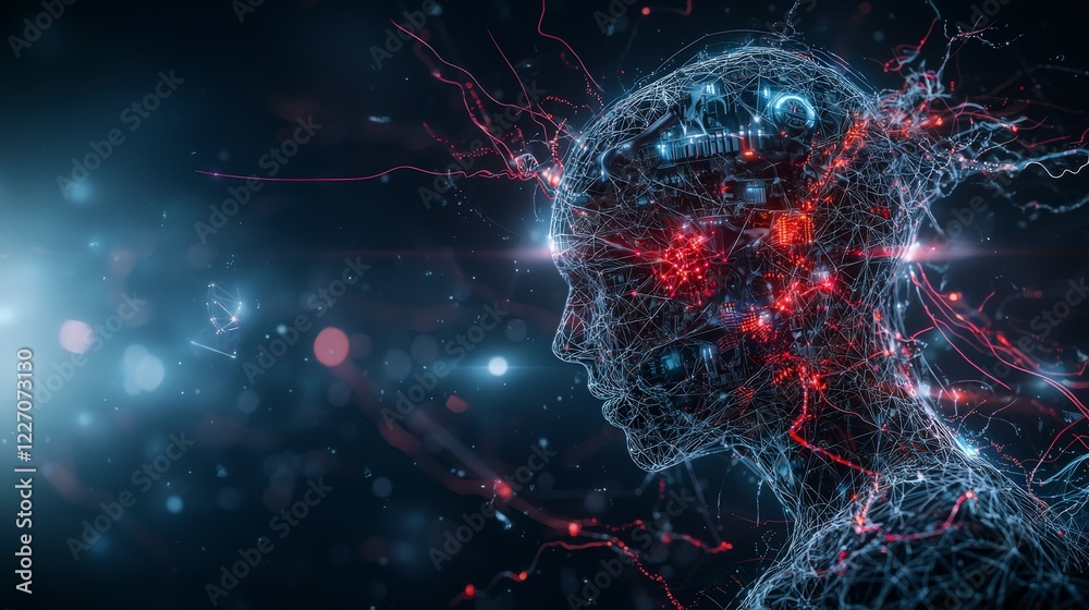 Poster Surreal cybernetic augmentation visualization futuristic studio digital art sci-fi environment abstract viewpoint