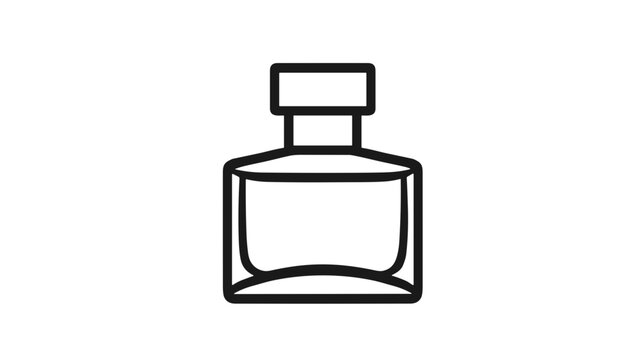 Minimalist outline icon of a perfume bottle on a white background
