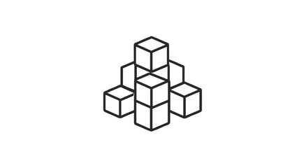 Minimalist outline icon of building blocks arranged in a pile on a white background