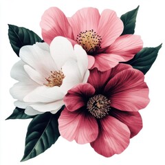 Floral watercolor botanical illustration with vintage aesthetics