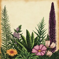 Fototapeta premium Gardenthemed watercolor botanical artwork