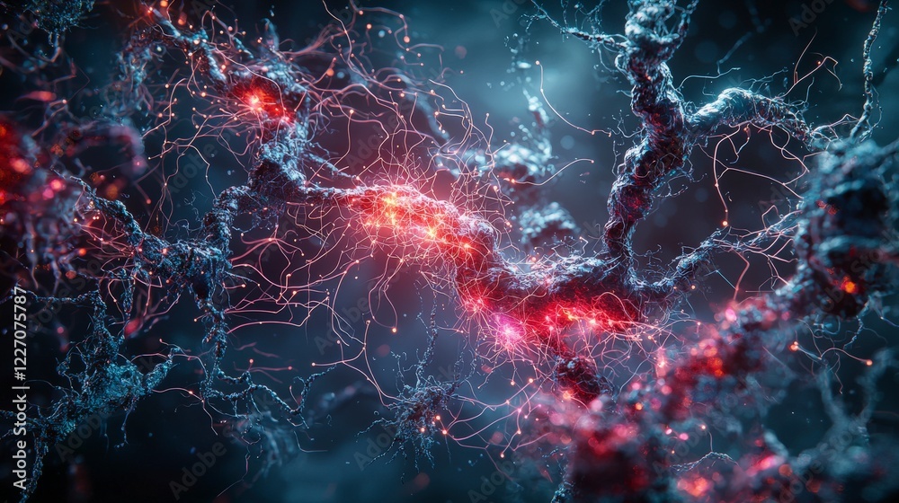 Fototapete Ethereal connection of humankind within neural pathways digital realm abstract art cosmic environment close-up unity