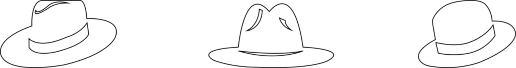 Cowboy hat icon set.west illustration sign collection.Uncle Hat Cut File, Daddy's Hat Stencil, Rodeo Vector, Howdy Clipart.Texas symbol or logo.Cowboy hat icon in silhouette style vector art illustrat