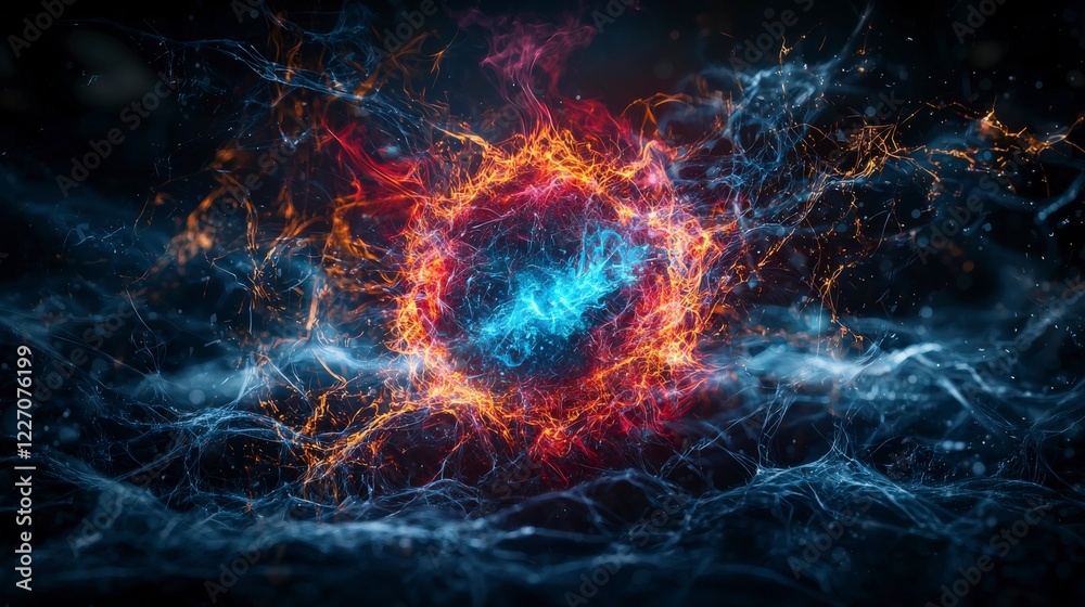 Aufkleber dynamic energy burst digital realm graphic art abstract close-up emotional energy through technology