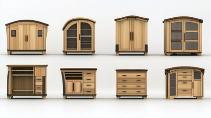 Wooden Cabinets Variety, Studio Shot, Furniture Design