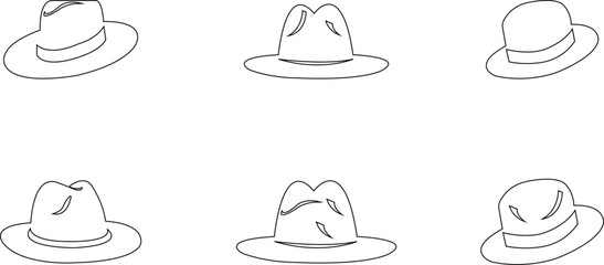 Cowboy hat icon set.west illustration sign collection.Uncle Hat Cut File, Daddy's Hat Stencil, Rodeo Vector, Howdy Clipart.Texas symbol or logo.Cowboy hat icon in silhouette style vector art illustrat