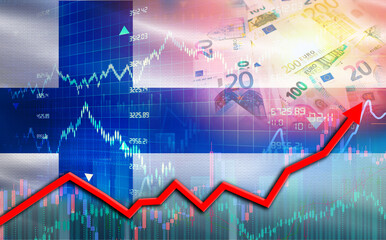 Finland economic growth on financial graph. Finland financial growth on market graph