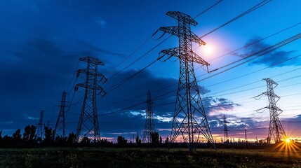 Energy democratization mapping responsive interconnections in the power grid industrial landscape photographic viewpoint