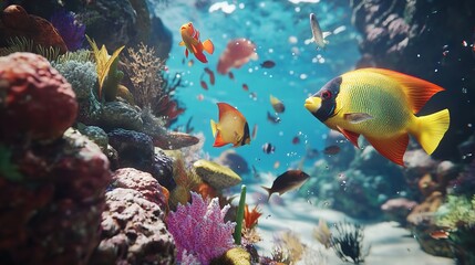 Obraz premium Colorful Tropical Fish on a Coral Reef in Thailand