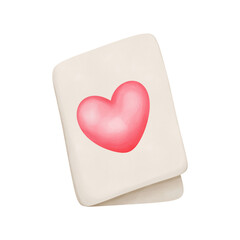 Greeting card with pink heart watercolor