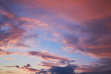 Serene Sunset Sky with Fiery Clouds