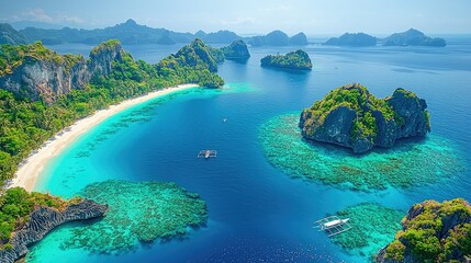 Fototapeta premium Tropical Island Paradise Stunning Coastal View