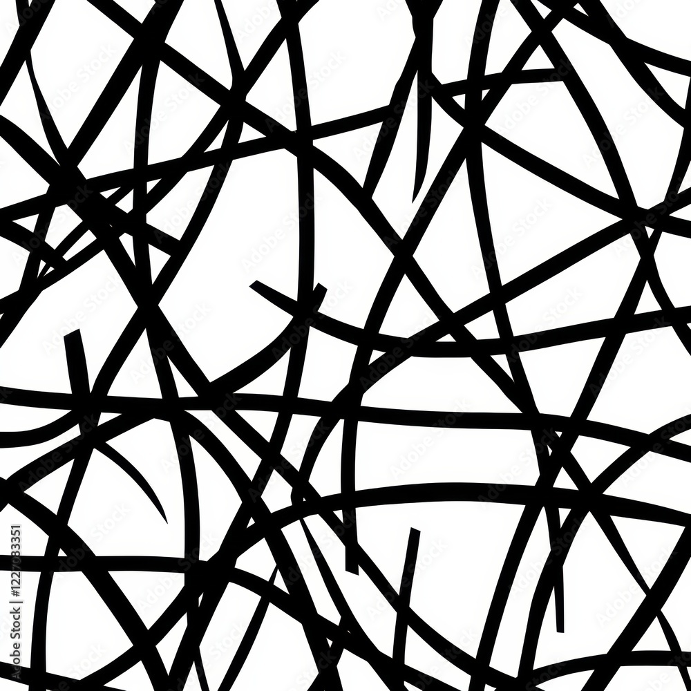 Aufkleber abstract black line pattern on white background creating intricate design for visual interest and cr
