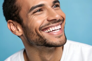 Obraz premium portrait of a smiling man, pearly bright teeth, healthy smiles, dental