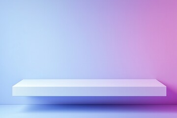 Minimalistic floating shelf with a colorful gradient background.
