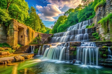 Capture Tennessee's scenic beauty: Old Stone Fort's cascading waterfall, ancient ruins, and breathtaking natural landscape.
