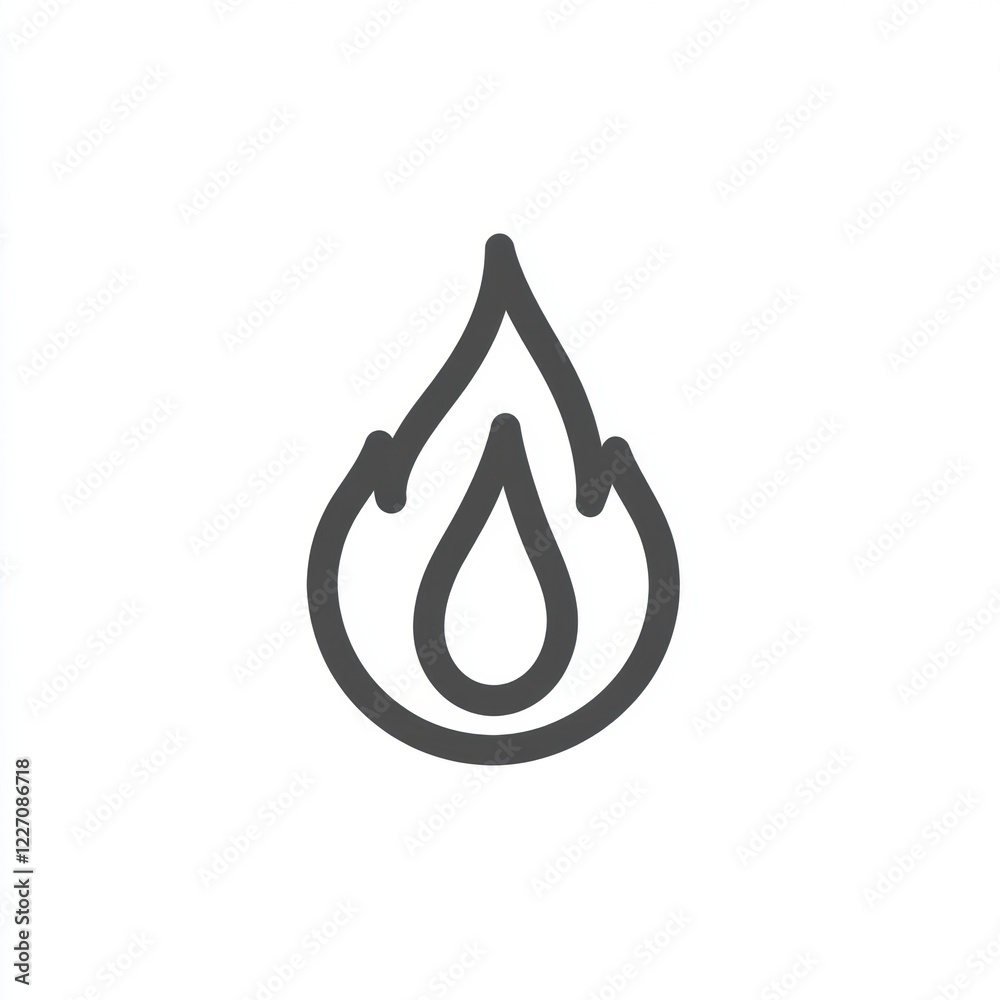 Poster flame icon representing heat and energy, often associated with fire and combustion in various design