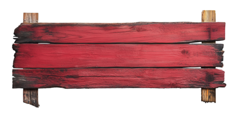 isolated old wooden red signboard banner