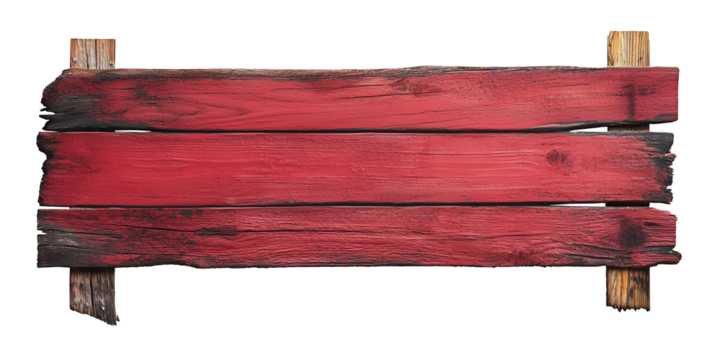 isolated old wooden red signboard banner
