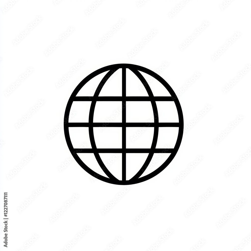 Poster Simple illustration of a globe representing global connectivity and communication in a modern design. Generative AI