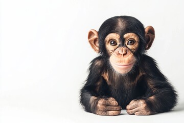 Naklejka premium Adorable baby chimpanzee smiles.
