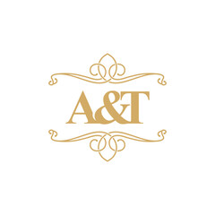 Letters A and T With Ornament Frame Logo Design 001