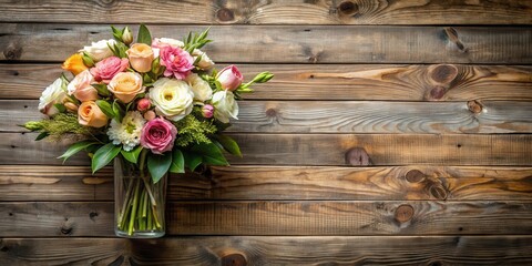 Elegant floral arrangement on a distressed wooden wall, flowers, abstract ,  flowers, abstract , botanical