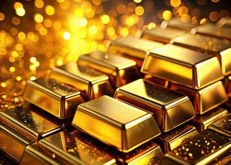 Gleaming gold bars: symbols of wealth, finance, and lucrative investment opportunities.