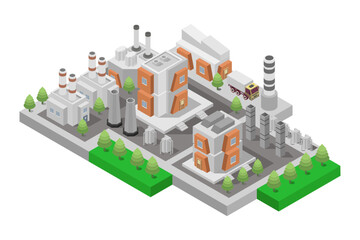 Industrial buildings and office isometric