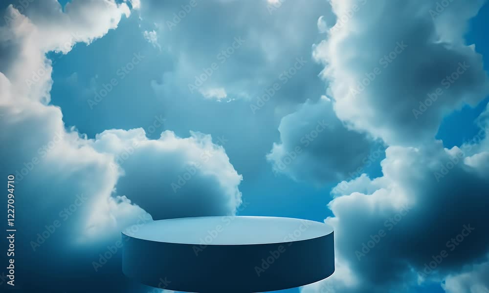 Poster cloud platform display product showcase in sky