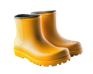 Bright yellow ankle rain boots designed for modern practicality and comfort. Ideal for wet weather, these durable boots feature textured surface for grip and style