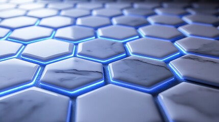 Obraz premium Futuristic Hexagonal Tiles with Blue Glow
