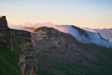 Morning fog rises over the Bermamyt plateau