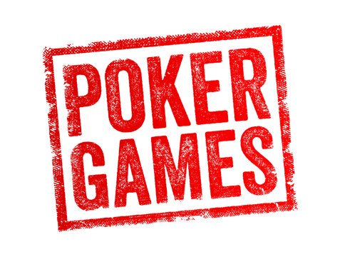 Poker Games - a category of card games that combine strategy, skill, and chance, text concept stamp